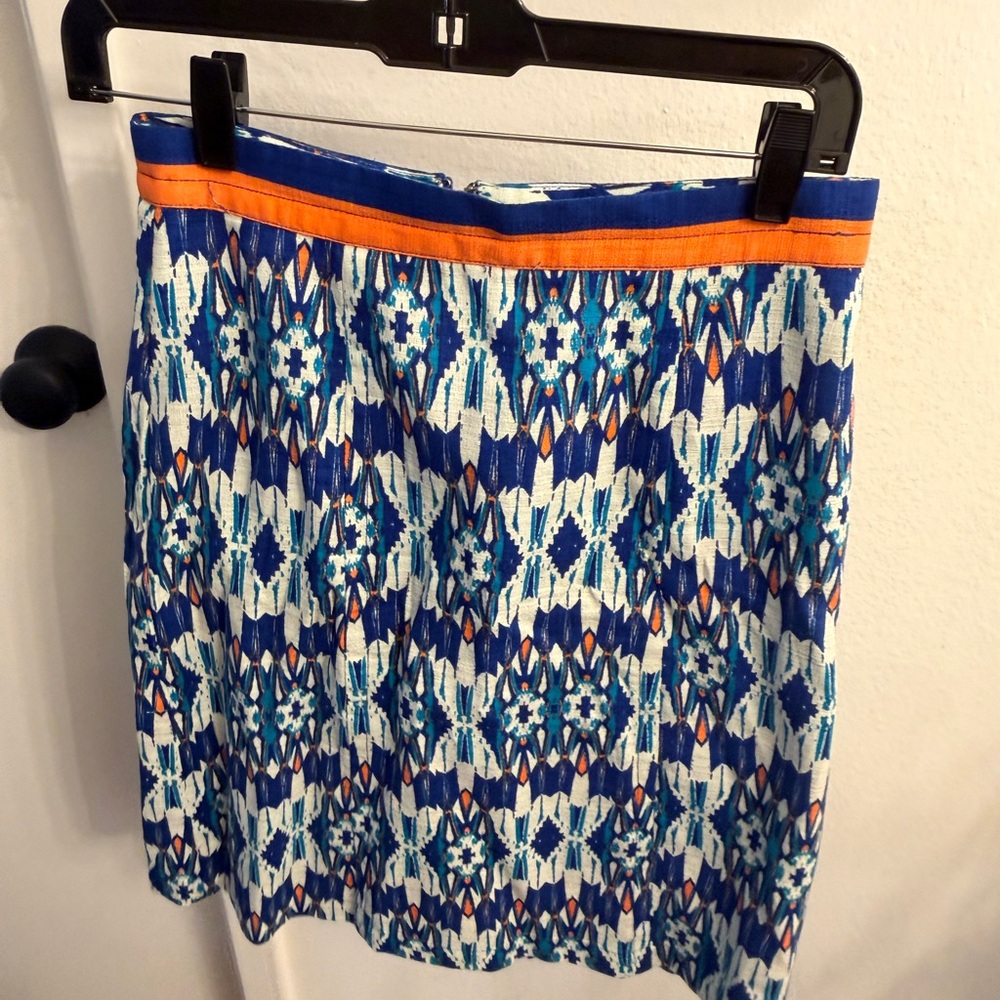 Tracy Reese Blue and Orange Geometric Mini Skirt